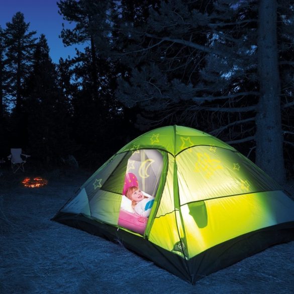 BESTWAY Dream Glimmers felfújható gyermekágy éjszakai világítással, rózsaszín, 132 x 76 x 46cm (67496)