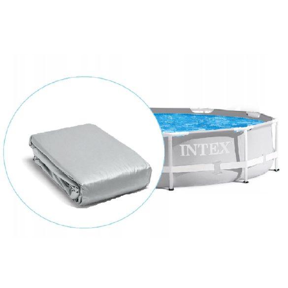 Medence belső fólia, Intex Prism Frame, 366 x 122 cm, szürke, kerek, 3 rétegű PVC, leeresztő szeleppel, szűrő csatlakozással (10087)