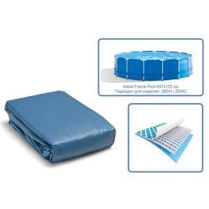 Medence belső fólia, Intex Metal Frame, 457 x 122 cm, kék, kerek, 3 rétegű PVC, leeresztő szeleppel, szűrő csatlakozással (10098)