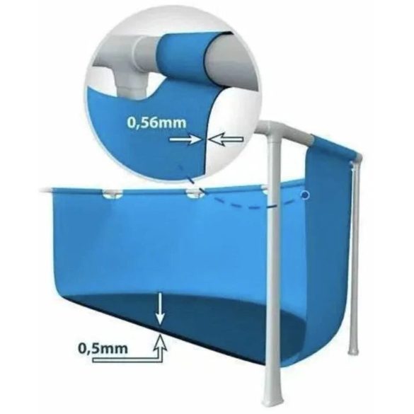 Medence belső fólia, Intex Rectangular Frame, 260 x 160 x 65 cm, kék, téglalap alakú, 3 rétegű PVC, leeresztő szeleppel, szűrő csatlakozással (10943)