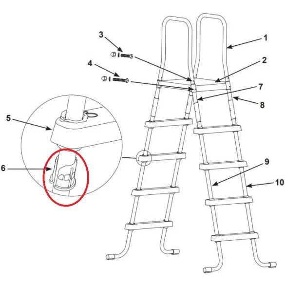 INTEX szürke biztonsági medence létra létrafok rögzítő hüvely, 97 - 132 cm magas létrához (12630)