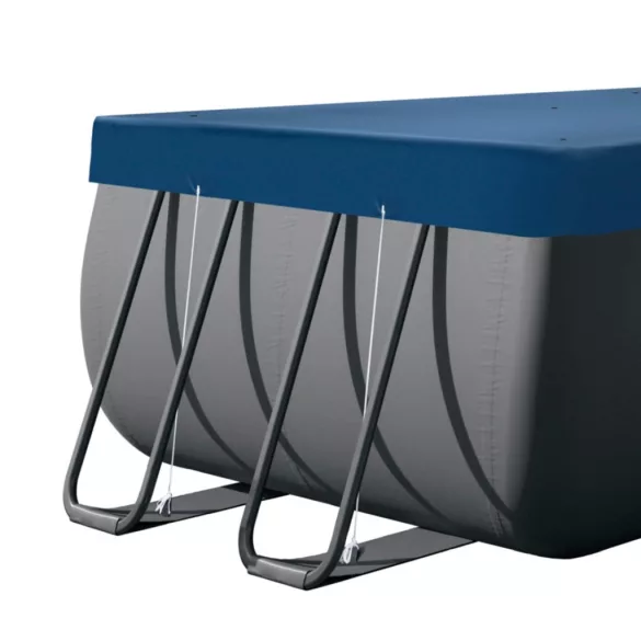 Téglalap alakú medencetakaró, Intex Deluxe négyévszakos, csővázas medencéhez, 549 x 274 cm, sötétkék, UV-álló háromrétegű anyag, 20 cm-es túlnyúlással, köteles rögzítéssel (28086)