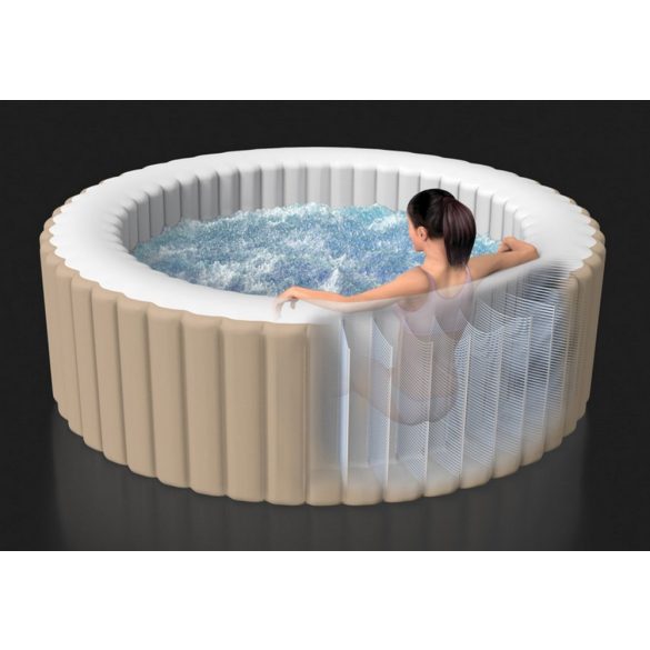 INTEX PureSPA Sahara Tan jacuzzi, 4 személyes, kerek, D196 x 71 cm, bézs / fehér (28426)