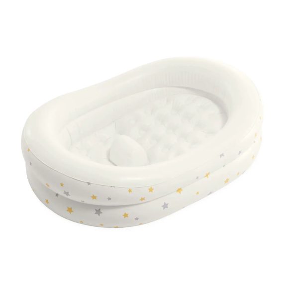 Felfújható babafürdető, Intex, csillagos, 89 x 66 x 25 cm, fehér, puha felfújható kialakítás, csúszásgátló támasztó dudorral, kézi pumpával (48523)