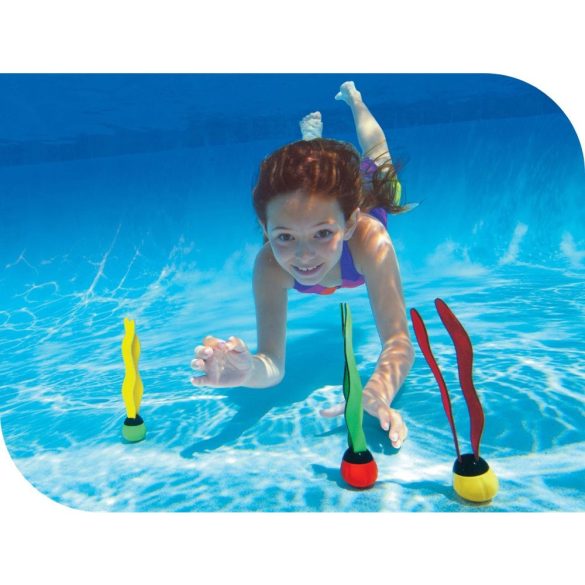 Víz alatti játék, Intex, Mókás labdák, 19 × 4 cm, többszínű, neoprén szalagokkal, búvárjátékhoz, süllyedő kialakítással (55503)