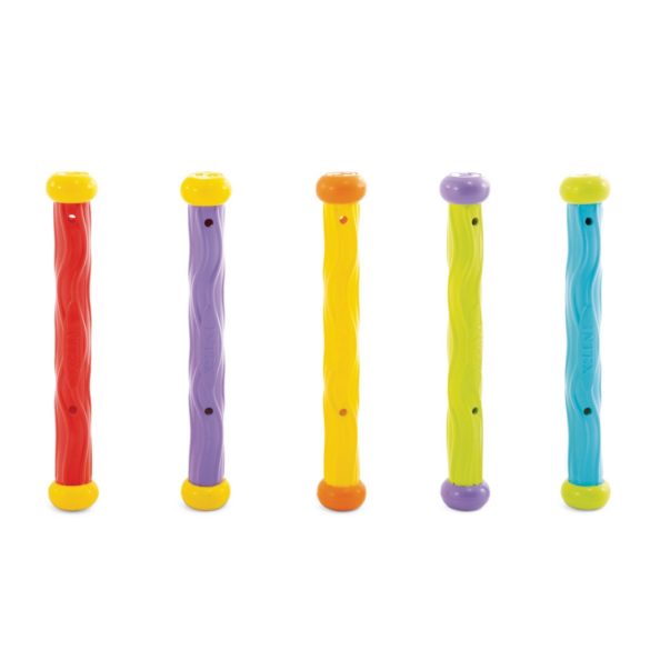 Víz alatti játék, Intex, Játékpálcikák, 19 × 3 cm, többszínű, puha rugalmas anyagból, süllyedő kialakítással, függőlegesen megáll a vízben (55504)