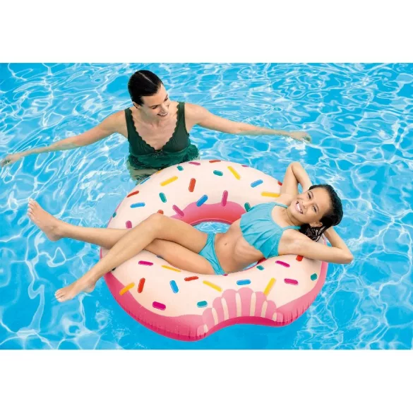 Úszógumi, Intex, Szivárványos fánk, 94 cm, többszínű, felfújható, fánk mintás (56265)
