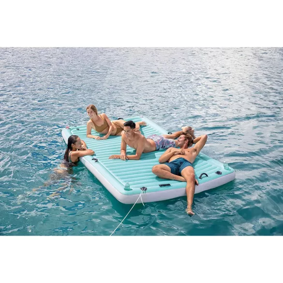 Úszó sziget, Intex Water Lounge, 310 x 183 x 18 cm, felfújható, négyszemélyes, 8 fogantyúval, 4 beépített pohártartóval, rögzítésre alkalmas, 400 kg teherbírással (56289)