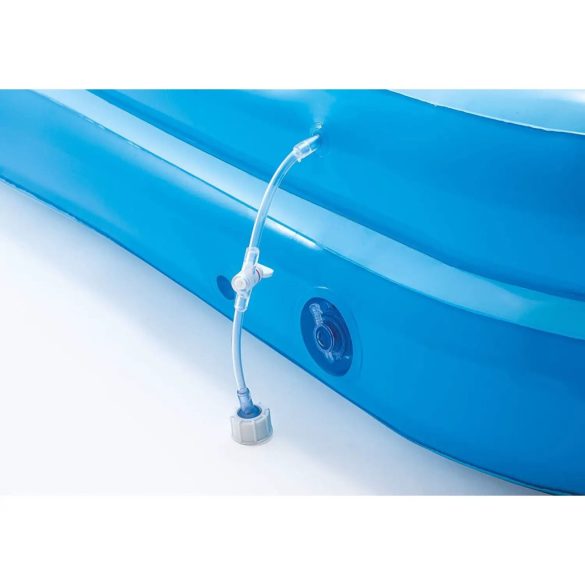 Felfújható vízi játék, Intex, Dzsungel kalandjáték központ, 244 × 198 × 71 cm, többszínű, dzsungel mintás, csúszdával, két medencével, felfújható figurákkal és labdákkal (57161)