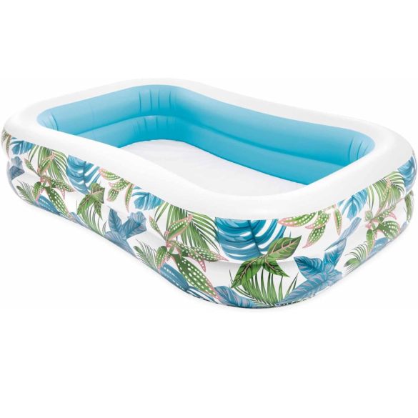 Családi medence, Intex Tropical Swim Center, 229 × 152 × 48 cm, többszínű, 600 literes, felfújható, trópusi mintával (57177)