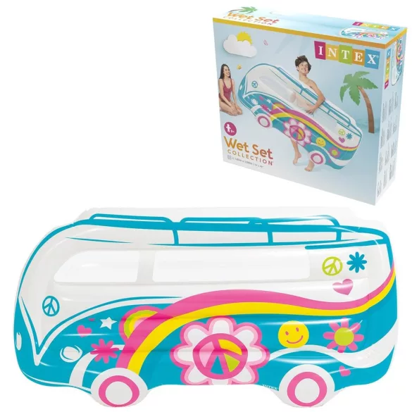 Gumimatrac, Intex Groovy Van, 178 × 91 × 23 cm, többszínű, furgon formájú, átlátszó ablakokkal (58728)