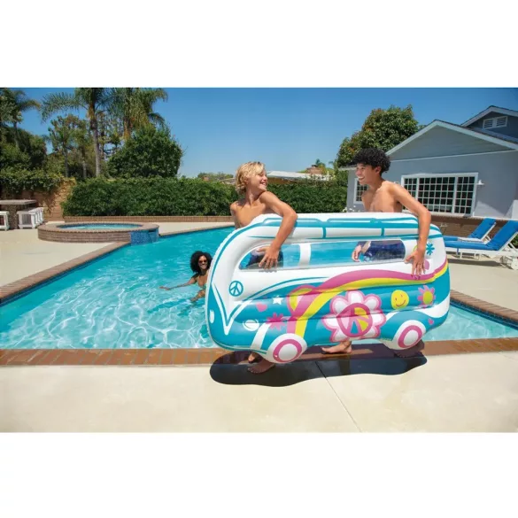 Gumimatrac, Intex Groovy Van, 178 × 91 × 23 cm, többszínű, furgon formájú, átlátszó ablakokkal (58728)