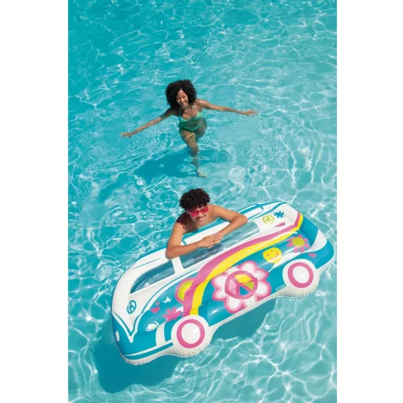 Gumimatrac, Intex Groovy Van, 178 × 91 × 23 cm, többszínű, furgon formájú, átlátszó ablakokkal (58728)