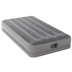   Felfújható vendégágy, Intex Twin Prestige középmagas matrac, 99 x 191 x 30 cm, szürke, egyszemélyes, szálas belső szerkezettel, puha felülettel, beépített USB-s elektromos pumpával (64112)