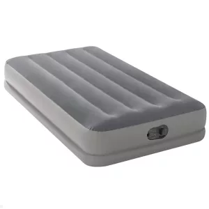 Felfújható vendégágy, Intex Twin Prestige középmagas matrac, 99 x 191 x 30 cm, szürke, egyszemélyes, szálas belső szerkezettel, puha felülettel, beépített USB-s elektromos pumpával (64112)