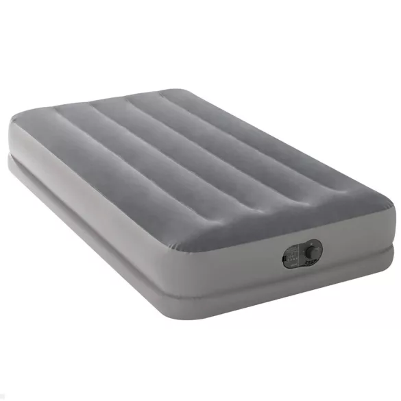 Felfújható vendégágy, Intex Twin Prestige középmagas matrac, 99 x 191 x 30 cm, szürke, egyszemélyes, szálas belső szerkezettel, puha felülettel, beépített USB-s elektromos pumpával (64112)