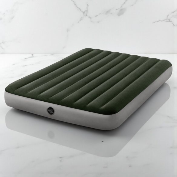 INTEX Queen Dura Beam felfújható vendégágy, 152 x 203 x 25 cm, szürke, plüss felső rész, vízálló, elemes pumpával (64779)