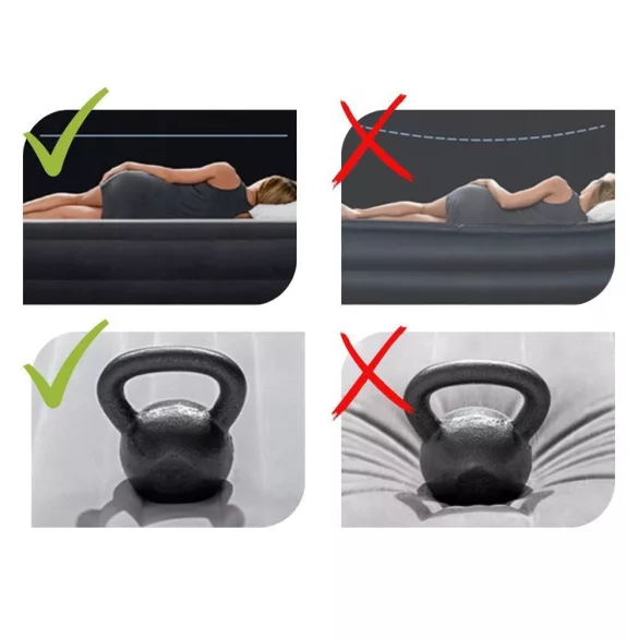 Felfújható vendégágy, Intex Queen Prémium Comfort, 203 x 152 x 46 cm, szarufa mintás, kétszemélyes, megerősített szálas belső szerkezet, beépített elektromos pumpával, fejtámlával, 272 kg teherbírással (64824)