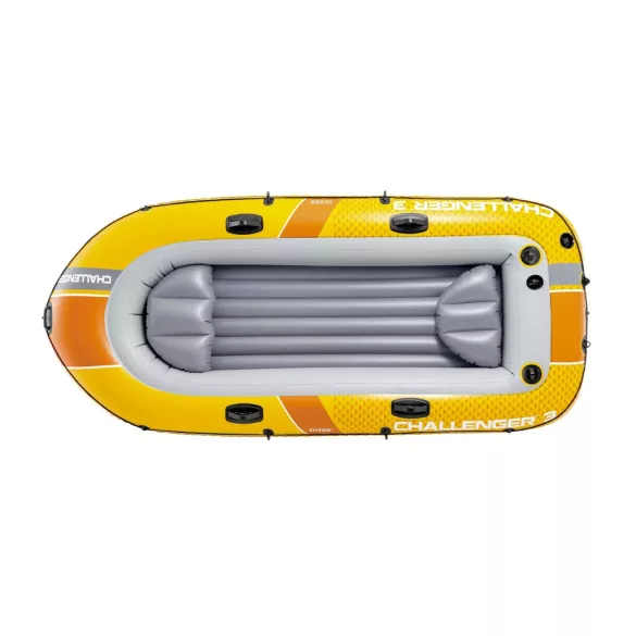Felfújható csónak szett, Intex Challenger 3, 295 x 137 x 43 cm, narancssárga, háromszemélyes, megerősített PVC, pumpával és evezőkkel (66313)