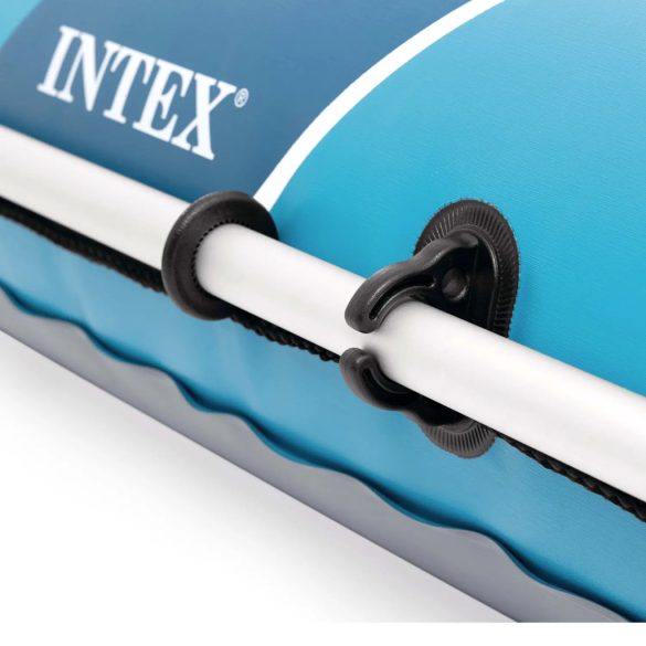 Felfújható csónak szett, Intex Excursion 4, 315 x 165 x 43 cm, kék, négyszemélyes, megerősített PVC, felfújható ülésekkel, pumpával és evezőkkel (66324)