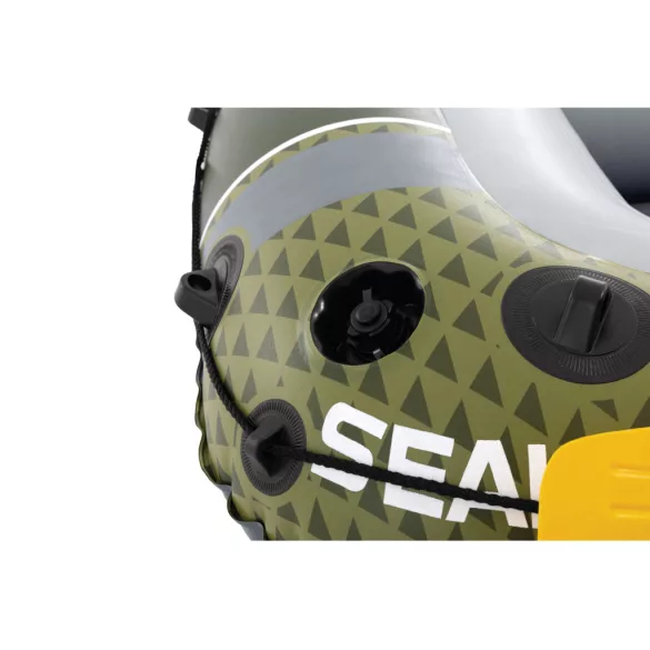 Felfújható csónak szett, Intex Seahawk 2, 236 x 114 x 41 cm, zöld, kétszemélyes, megerősített PVC, pumpával és evezőkkel (66332)