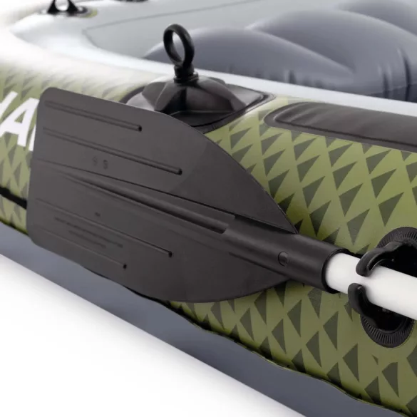 Felfújható csónak szett, Intex Seahawk 4, 351 x 145 x 48 cm, zöld, négyszemélyes, megerősített PVC, pumpával és evezőkkel (66334)
