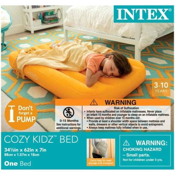 INTEX Cozy Kidz felfújható matrac, narancssárga, 88 x 157 x 18cm. (66801)