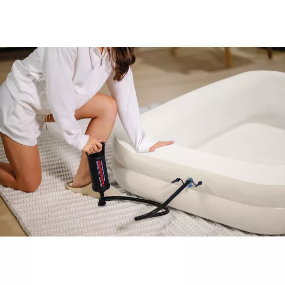 Felfújható vendégágy gyerekeknek, Intex Kidz, 168 x 107 x 25 cm, bézs, kivehető belső matraccal, leesésgátló peremmel, kézi pumpával és hordtáskával (66811)