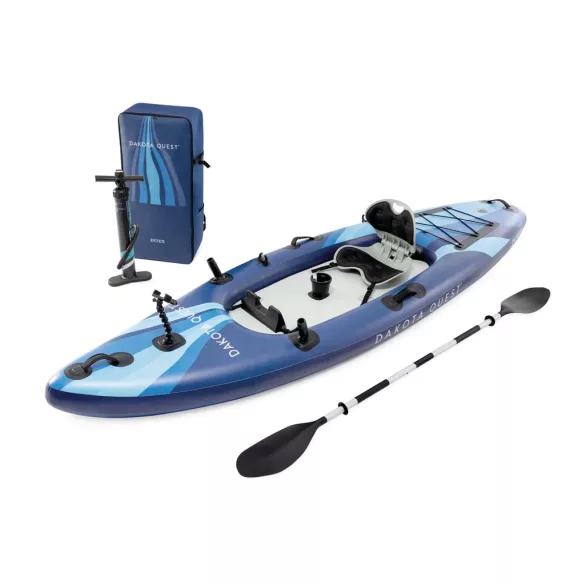 Felfújható kajak, Intex Dakota Quest, 320 x 89 x 20 cm, kék, egyszemélyes, felülülős kialakítás, megerősített, kivehető üléssel, evezővel, pumpával és hordozó hátizsákkal (68245NP)