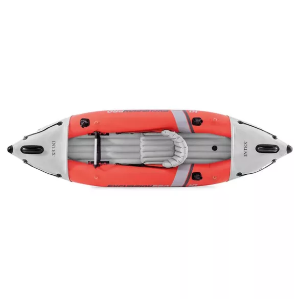 Felfújható kajak, Intex Excursion Pro K1, 305 x 91 x 46 cm, piros/szürke, egyszemélyes, megerősített PVC, felfújható üléssel, pumpával és evezőkkel (68303)