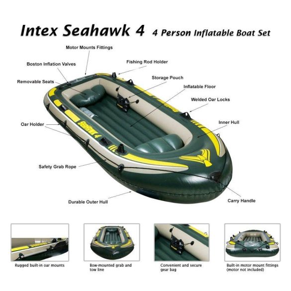 INTEX Seahawk 4 felfújható gumicsónak szett (4 személyes) 351 x 145 x 48cm (68351)