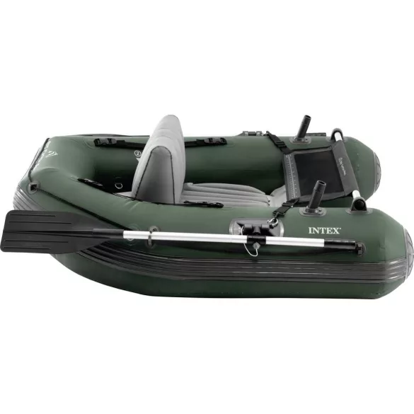 Felfújható horgászcsónak, Intex Big Catch Pro, 165 x 119 x 38 cm, sötétzöld, egyszemélyes, megerősített PVC, horgászbot-tartókkal, evezőkkel, pumpával és hordozó hátizsákkal (68381NP)