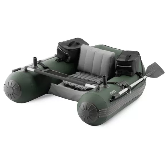 Felfújható horgászcsónak, Intex Big Catch Pro, 165 x 119 x 38 cm, sötétzöld, egyszemélyes, megerősített PVC, horgászbot-tartókkal, evezőkkel, pumpával és hordozó hátizsákkal (68381NP)