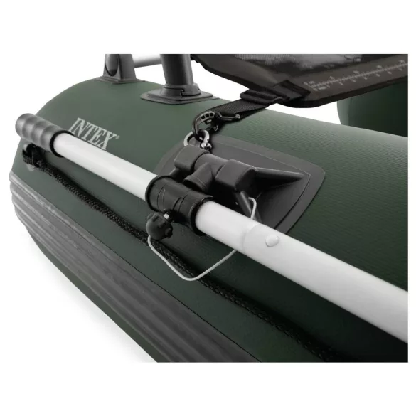 Felfújható horgászcsónak, Intex Big Catch Pro, 165 x 119 x 38 cm, sötétzöld, egyszemélyes, megerősített PVC, horgászbot-tartókkal, evezőkkel, pumpával és hordozó hátizsákkal (68381NP)