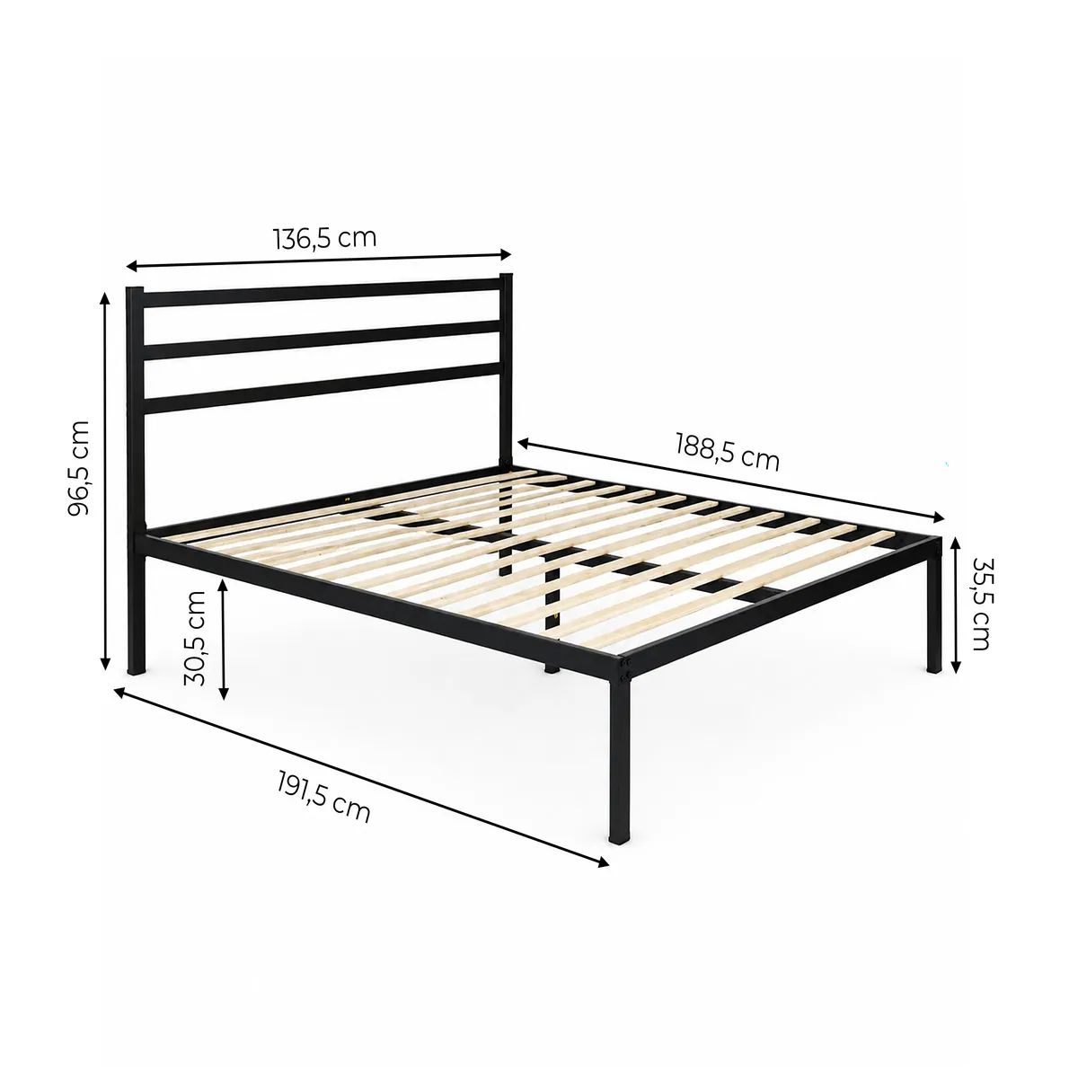 Fém ágykeret, ModernHome GIC-BFWB02, 135 x 190 cm – 4. kép Fém ágykeret, ModernHome GIC-BFWB02, 135 x 190 cm – 4. kép