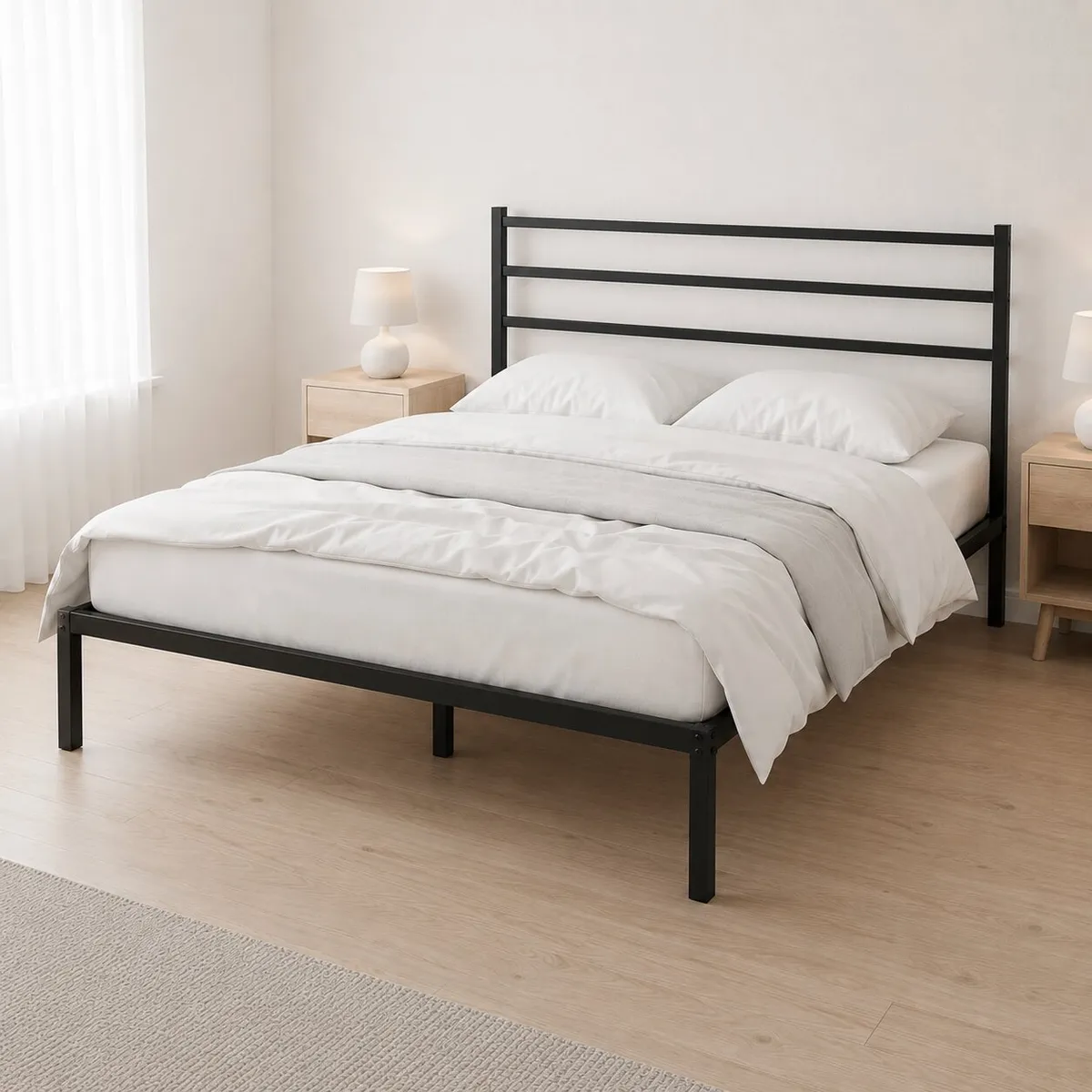 Fém ágykeret, ModernHome GIC-BFWB02, 135 x 190 cm – 2. kép Fém ágykeret, ModernHome GIC-BFWB02, 135 x 190 cm – 2. kép