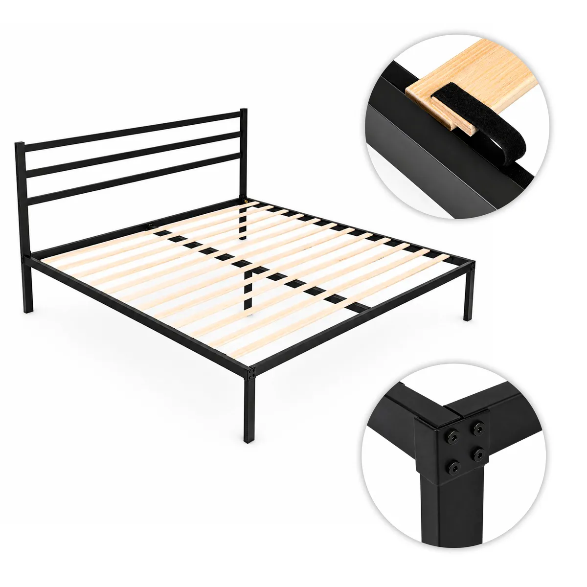 Fém ágykeret, ModernHome GIC-BFWB02, 135 x 190 cm – 3. kép Fém ágykeret, ModernHome GIC-BFWB02, 135 x 190 cm – 3. kép
